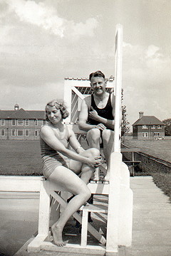 Young Bill and wife disport c.1935