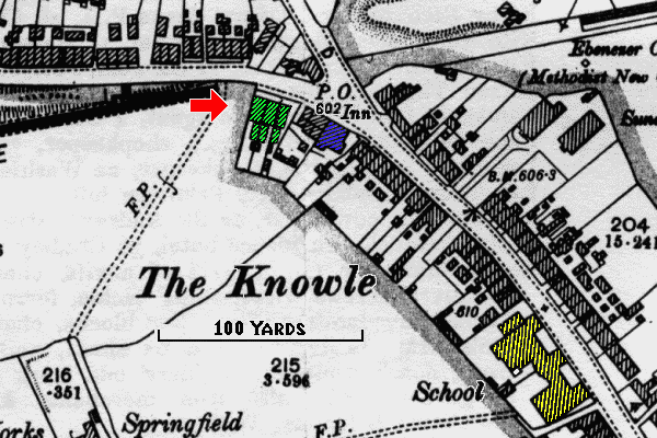 Map showing NRB's home and school in 1901