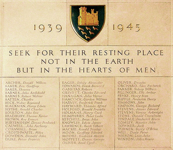 Memorial Tablet in Chapel