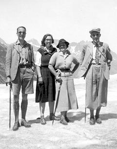 Mr Tayler, Joy Larwill, Kathleen Tayler, Mr Gillam - Chamonix